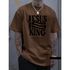 Camiseta Masculina Franshoes Casual 100% Algodão Jesus is King Marrom Manga Curta