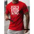 Camiseta Masculina Franshoes Casual 100% Algodão Jesus is King Vermelho Manga Curta