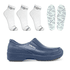 Kit Sapato Social Antiderrapante BB67 Marinho Soft Works EPI + 3 Pares Meias Brancas + 1 Par Palmilhas 
