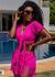 Saida Macramê Cancún Top Cropped e Saia Pink