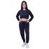 Conjunto Moletom Cropped Infantil Liso Azul Marinho