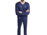 Conjunto Pijama de Frio Masculino Manga Longa Malha PV Azul