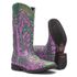 Bota Texana Feminina - Fóssil Flex Azul Dourado / Glitter Rosa - Roper - Bico Quadrado - Cano Longo - Solado Freedom Flex - Vimar Boots - 13089-I-VR