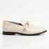 Mocassim Feminino Vittal Mara em Couro Legítimo Croco OffWhite com 2 Fivelas Removíveis