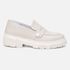 Mocassim Feminino Tratorado Couro OffWhite com 3 Fivelas Removíveis