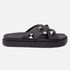 Sandália Birken Feminina Em Couro Vittal Marina Preta Tiras Cruzadas Com Sparkle