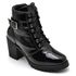 Ankle Boot Verniz Salto Alto Tratorado Cano Curto Preto