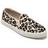 Slip On Couro Pêlos Feminino Solado Flat Casual Leopardo