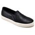 Slip On Couro Pêlos Feminino Solado Flat Casual Preto