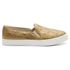 Slip On Couro Matelassê Feminino Solado Flat Casual Dourado