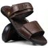 Sandália Casual Couro Masculina Anatômica Ajustável Chocolate