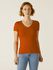 Blusa Básica Feminina Decote V Em Viscose Stretch Terracota