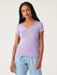 Blusa Básica Feminina Decote V Em Viscose Stretch Lilás