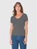 Blusa Básica Feminina Decote V Em Viscose Stretch Cinza