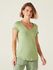 Blusa Básica Feminina Mullet Decote V Em Viscose Stretch Verde
