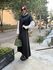 Vestido Moletom Risca de Giz - Gola Boba - Preto