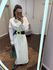 Vestido Moletom Risca de Giz - Gola Boba - Off White 