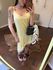 Vestido Cetim e Renda Assimétrico Brunna - Amarelo 
