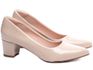 Sapato Scarpin Salto Bloco Grosso Baixo Bege