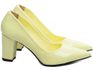 Sapato Scarpin Salto Bloco Grosso Amarelo
