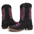 Bota Feminina Country Bordada Natasha Solado Ecco Borracha 