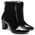 BOTA CANO CURTO SALTO GROSSO MÉDIO VERNIZ PRETO