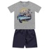 Conjunto Infantil De Menino Camiseta Cinza Carro + Bermuda Tectel