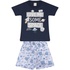 Conjunto Infantil Verão Menino Camiseta Marinho Space e Bermuda Cinza