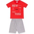 Conjunto Infantil Verão Menino Camiseta Vermelha New York e Bermuda Cinza