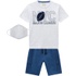 Conjunto Milon Infantil Masculino Camiseta + Bermuda Moletom + Máscara