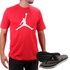 Kit Camiseta Algodão + Chinelo Jordan Vermelho