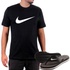 Kit Camiseta Algodão + Chinelo Nike Preto