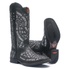 Bota Texana Feminina - Fóssil Preto / Glitter Preto com Prata - Roper - Bico Quadrado - Cano Longo - Solado Freedom Flex - Vimar Boots - 13119-E-VR