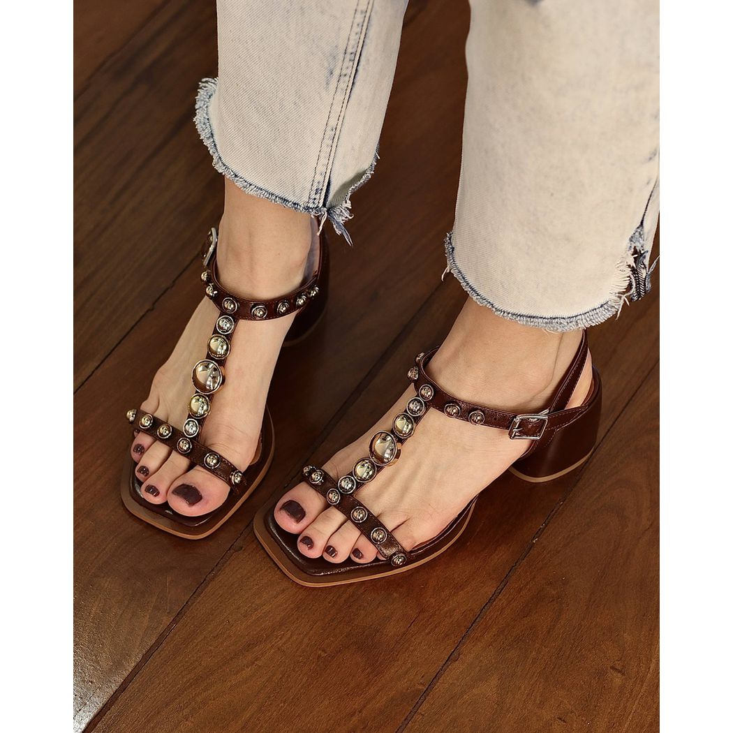 SANDÁLIA ELIZABETH COURO MARROM - ETC. shoes