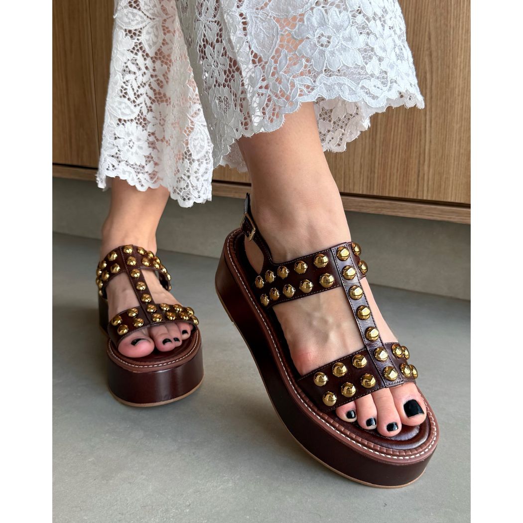 SANDÁLIA FLATFORM ARIELLA COURO MARROM - ETC. shoes
