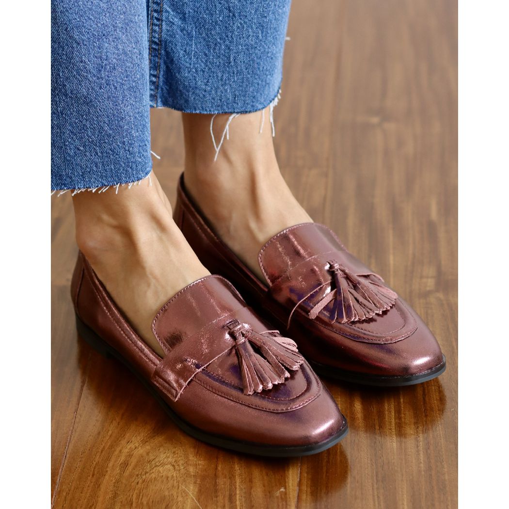 MOCASSIM PIETRA COURO METALIZADO VINHO - ETC. shoes