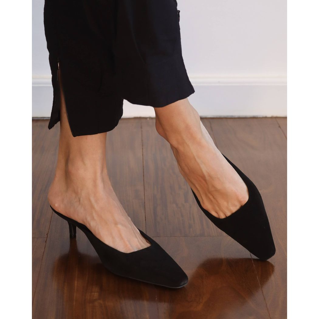 MULE LAURA COURO CAMURÇA PRETO - ETC. shoes