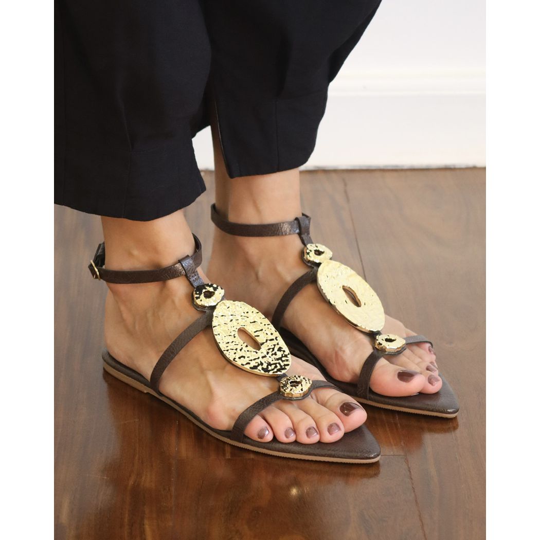 RASTEIRA LAYSA MARROM COM DOURADO - ETC. shoes