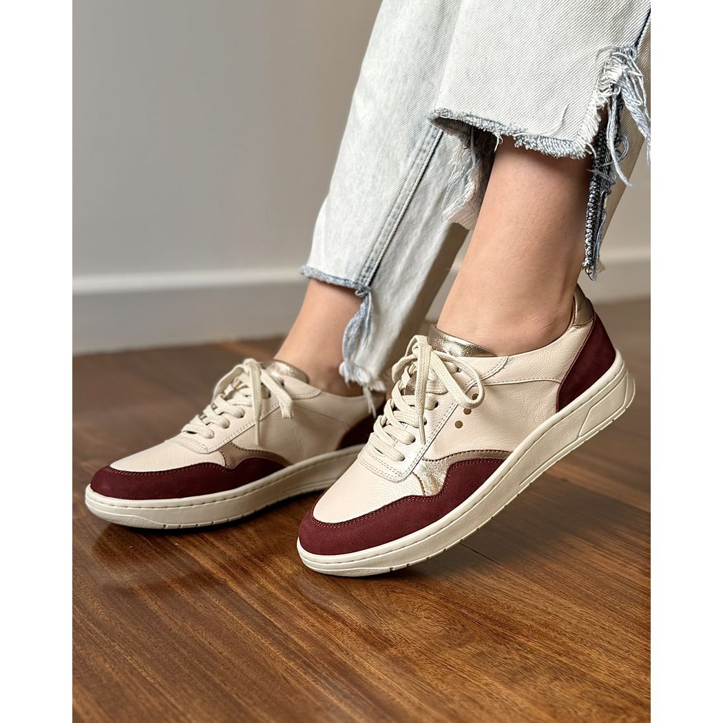 TÊNIS DUDA DE COURO BEGE, VINHO E METALIZADO - ETC. shoes