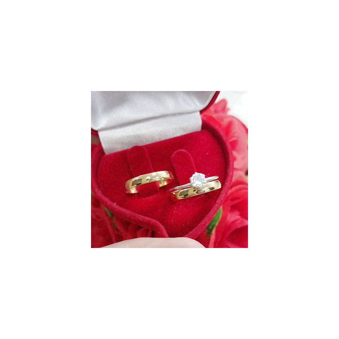 Aliança de Ouro 18k O PAR + ANEL DE PRATA OFERTA -... - ALIANÇAS RAINHA VIRTUAL 