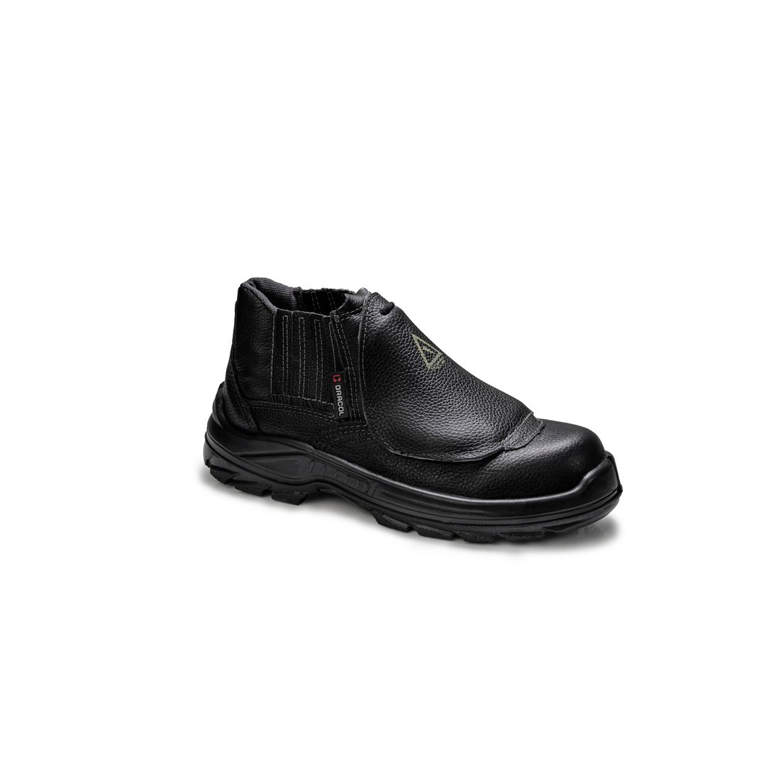 BOTINA STONE PRETA ELASTICO COURO FLOR BICO COMPOSITE PU BIDENSIDADE (PRP)