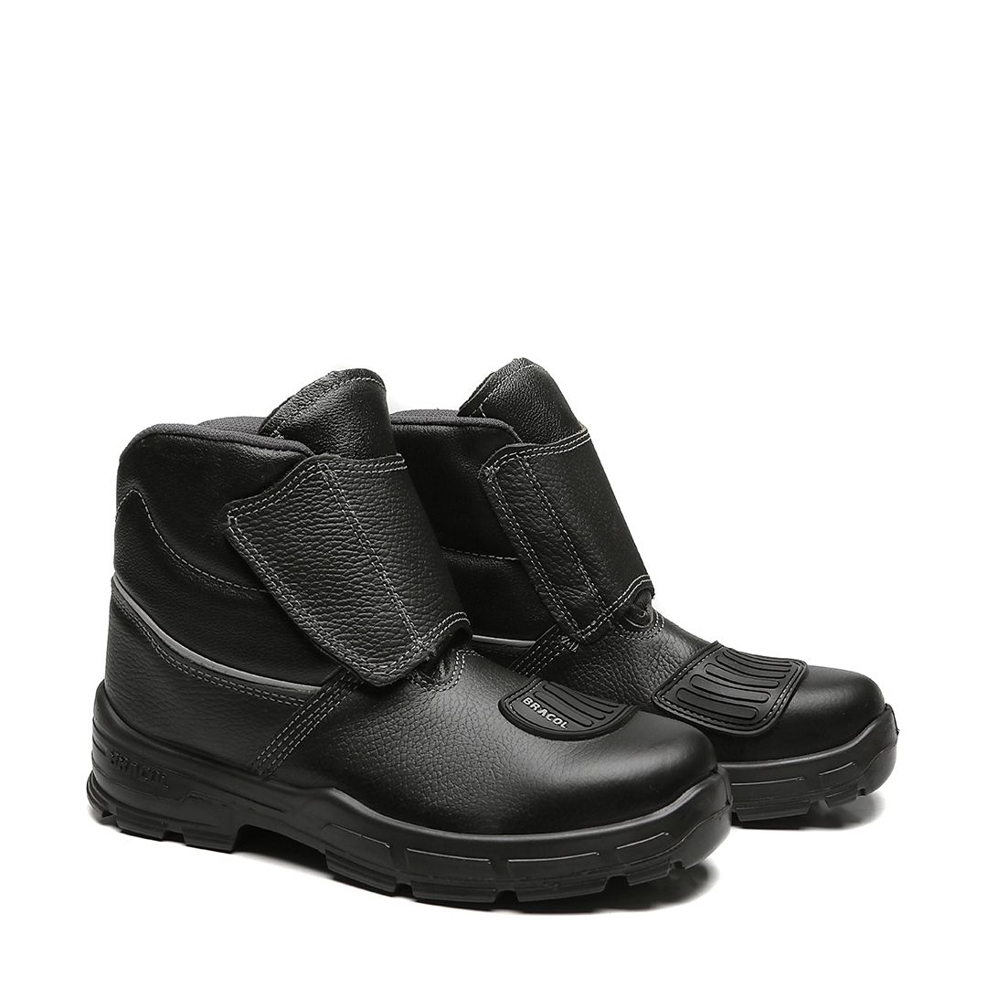 BVEB BOTINA VELCRO COURO HIDROFUGADO PRETA MOTOCICLISTA