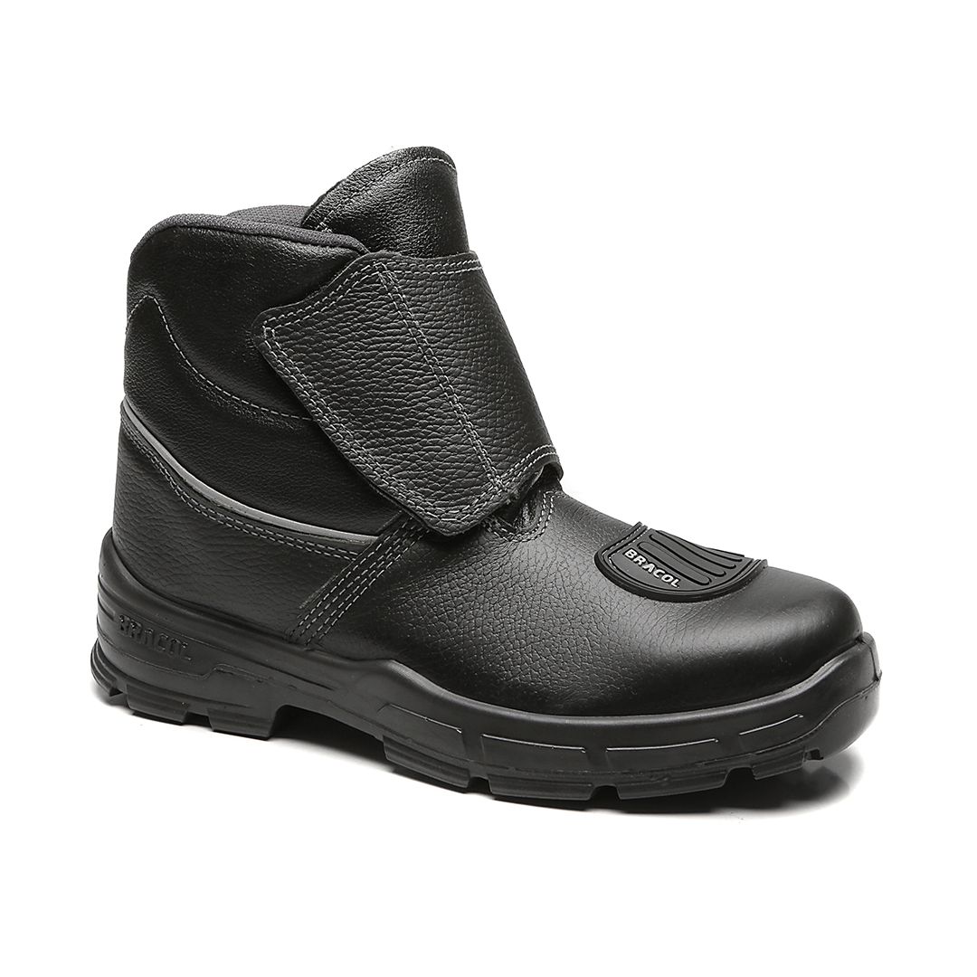 BVEB BOTINA VELCRO COURO HIDROFUGADO PRETA MOTOCICLISTA