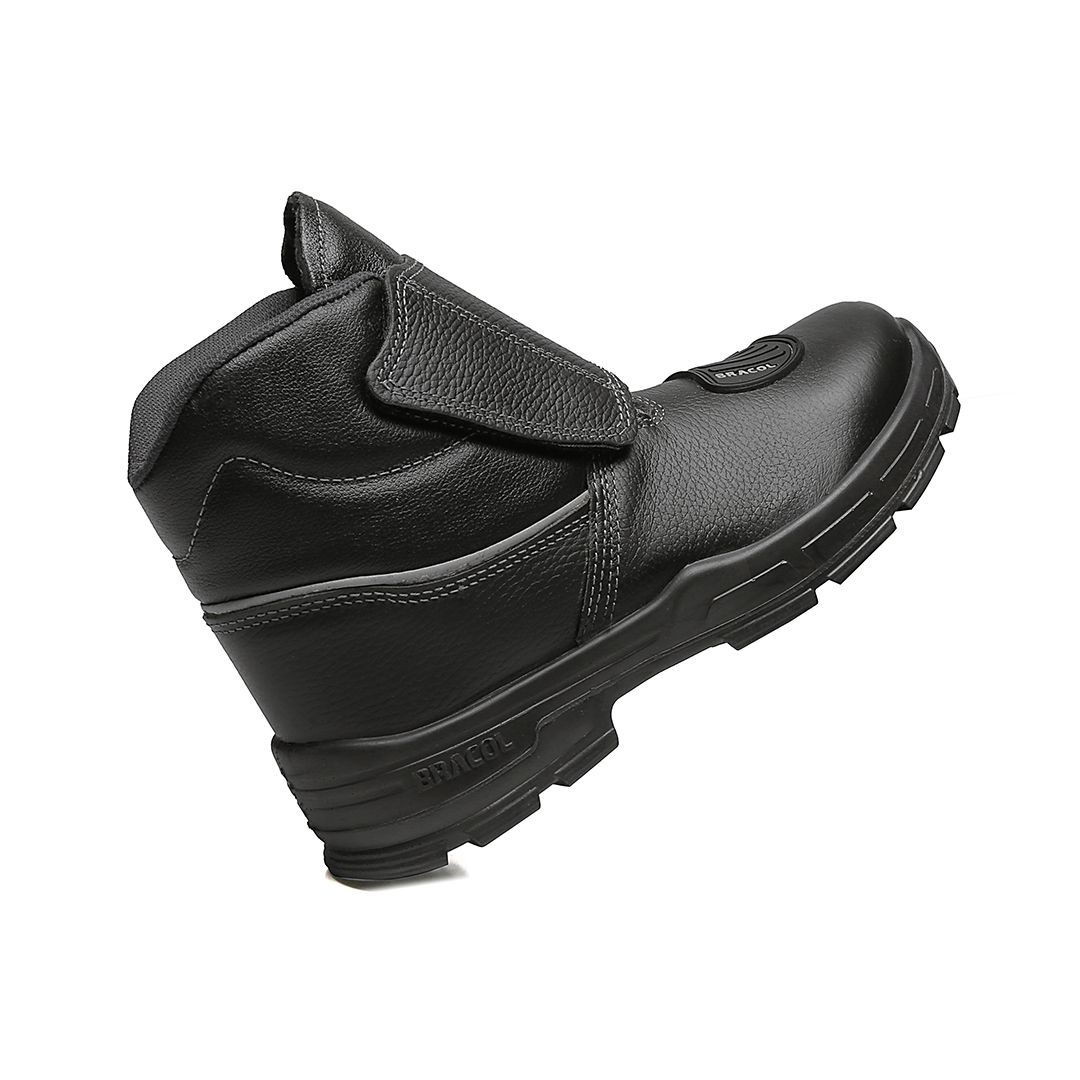 BVEB BOTINA VELCRO COURO HIDROFUGADO PRETA MOTOCICLISTA