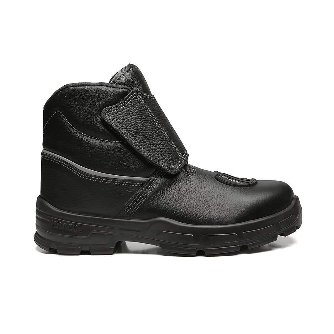 BVEB BOTINA VELCRO COURO HIDROFUGADO PRETA MOTOCICLISTA