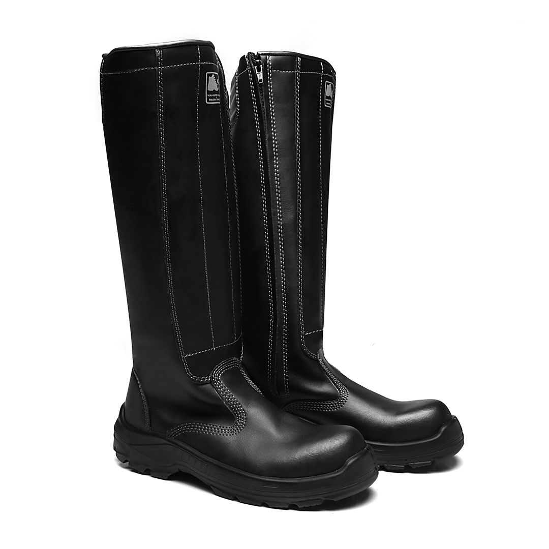 BYCM BOTA ZÍPER MICROFIBRA PRETA COMPOSITE MATEIRA