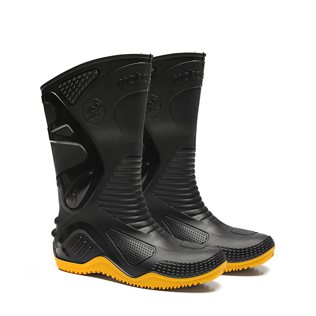 MOTOSAFE CURTA PRETA COM SOLADO AMARELO COM FORRO