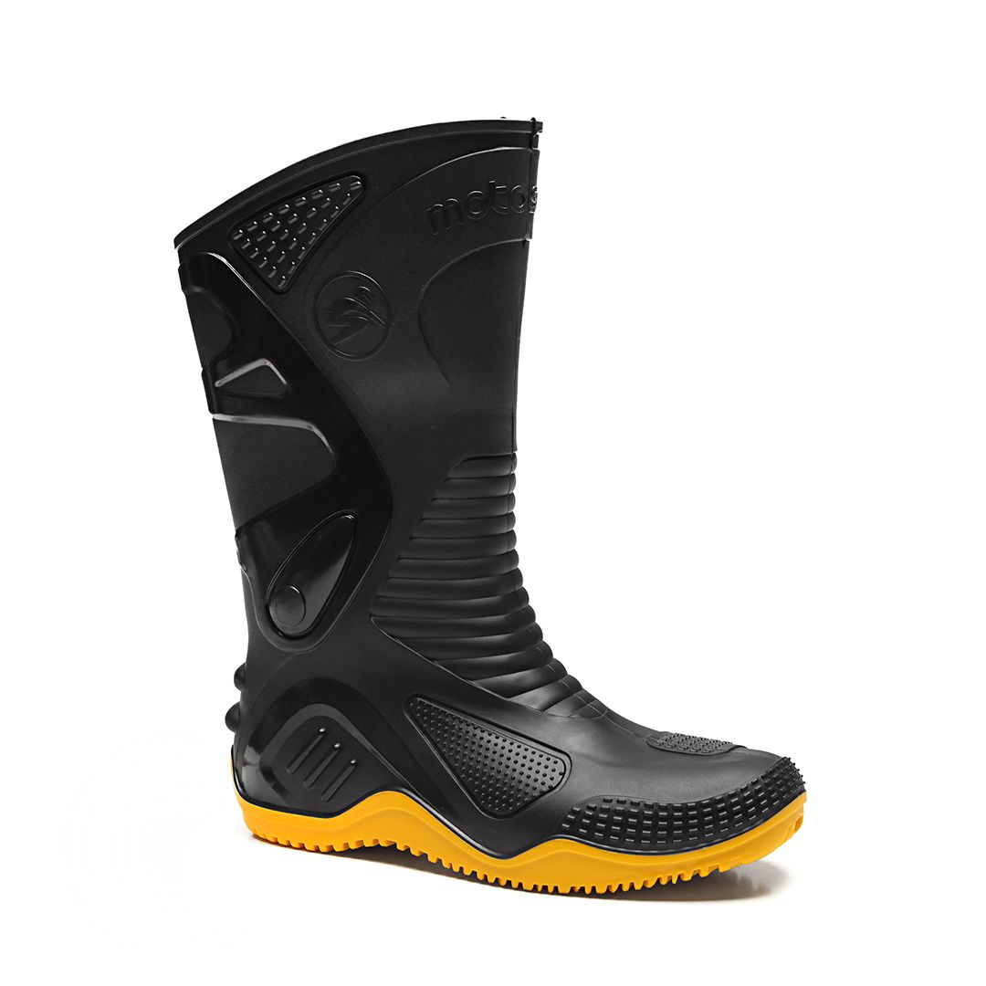 MOTOSAFE CURTA PRETA COM SOLADO AMARELO COM FORRO