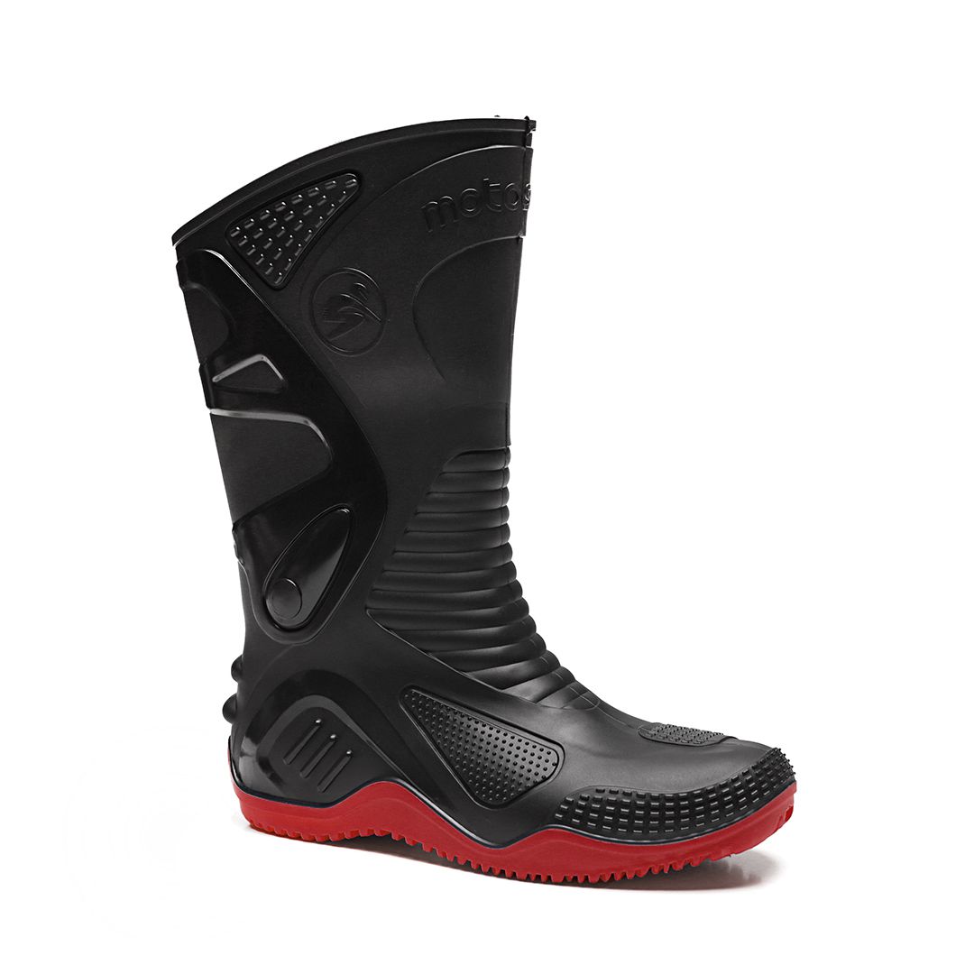 MOTOSAFE CURTA PRETA COM SOLADO VERMELHO COM FORRO