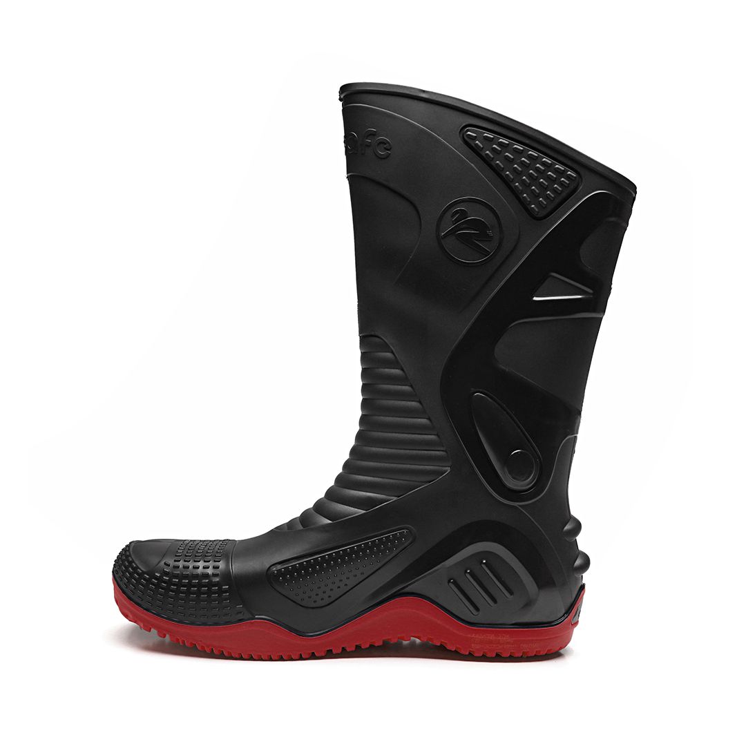 MOTOSAFE CURTA PRETA COM SOLADO VERMELHO COM FORRO